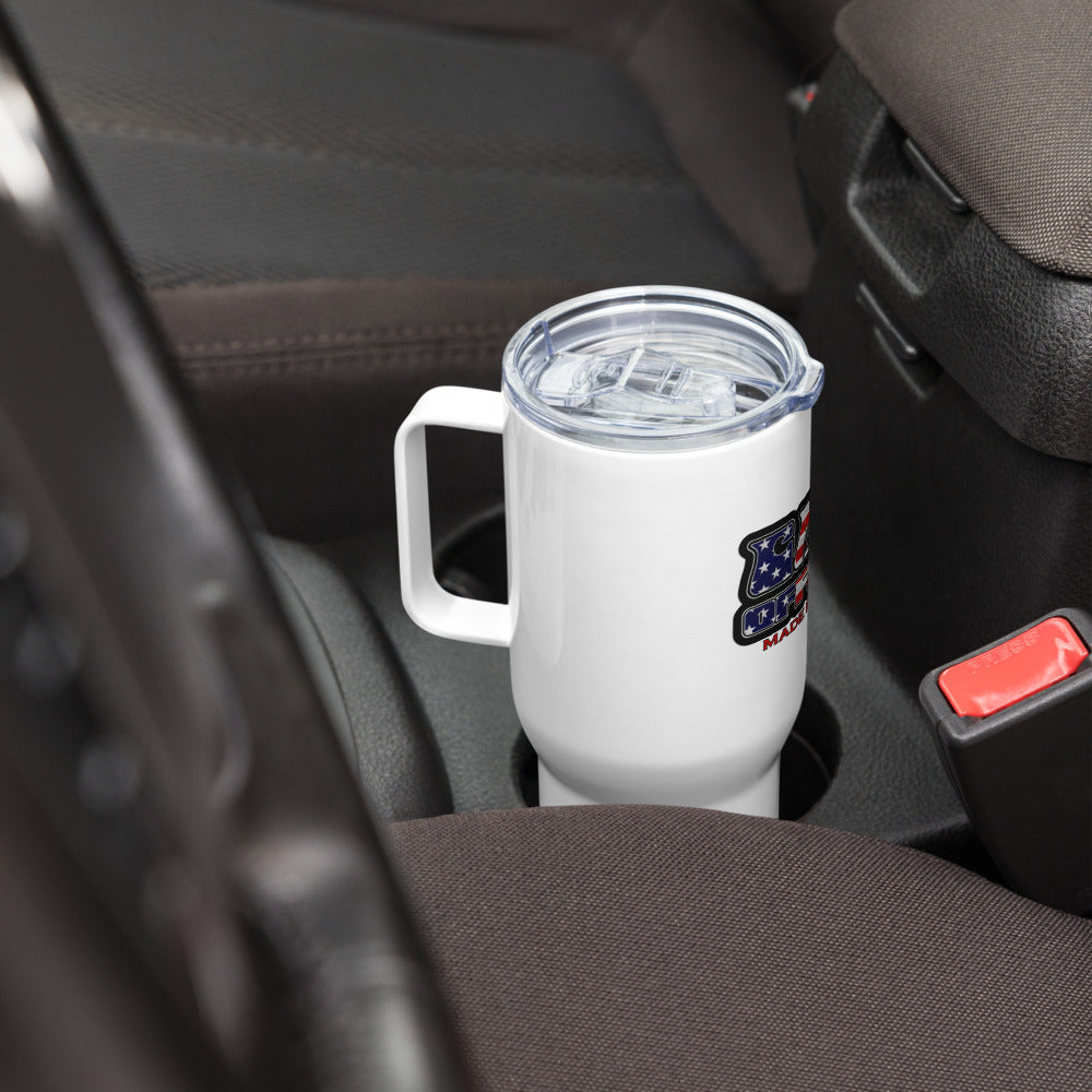 Travel mug with a handle