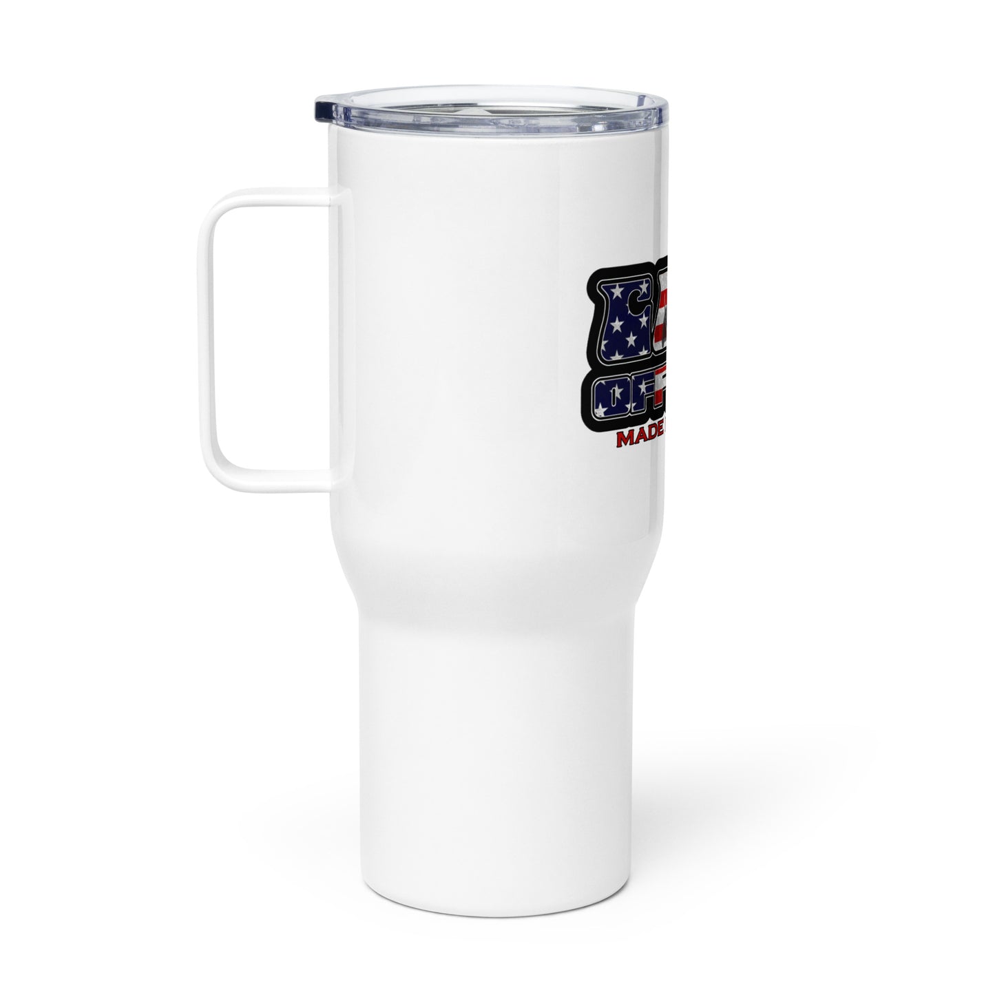 Travel mug with a handle