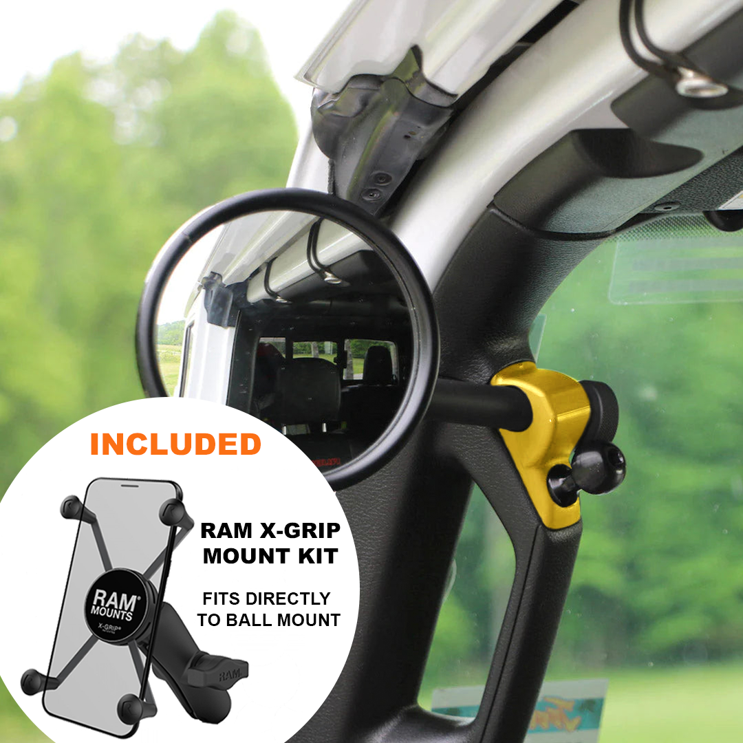 JL/JLU A-Pillar Side Jeep Mirrors with Base Mount Driver AND Passenger