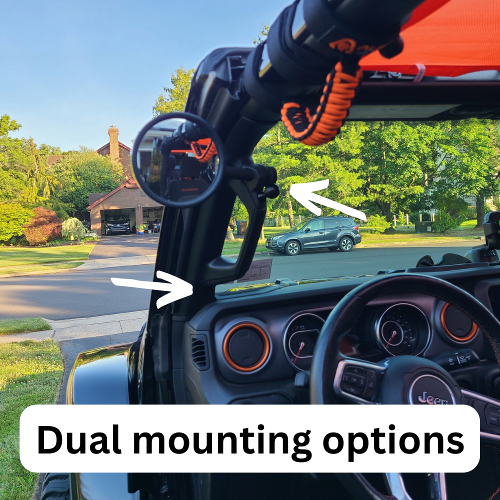 **2024** JL/JLU A-Pillar Side Jeep Mirrors with Base Mount Driver AND Passenger