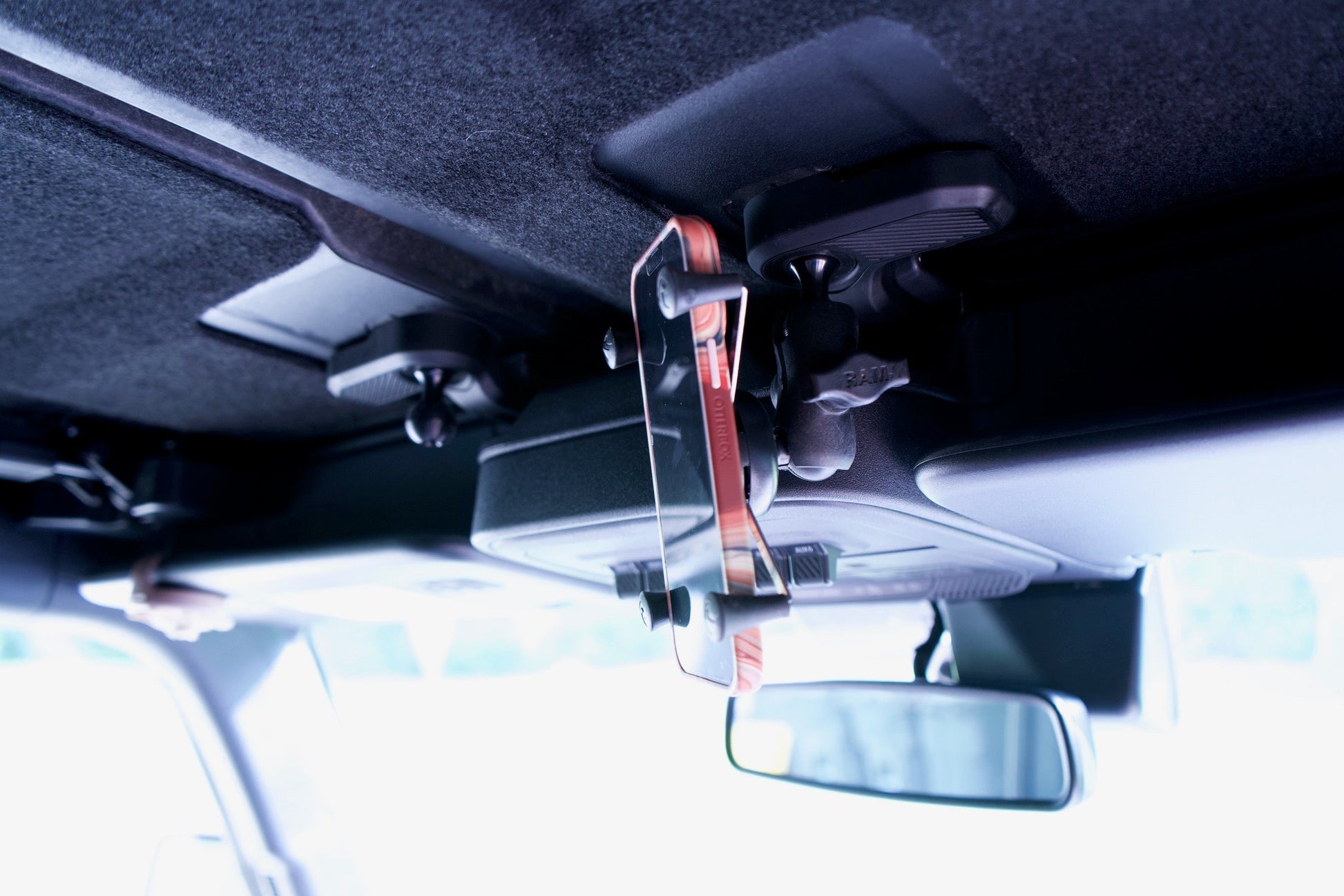 Bronco 1"  Freedom Panel Ball  Mount with X-Grip Side View