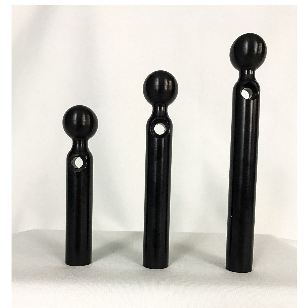 three sizes of replacement mirror stanchions in black