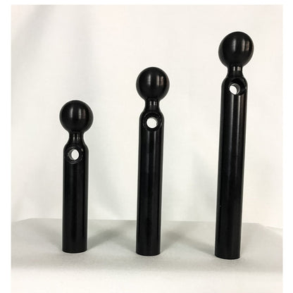 three sizes of replacement mirror stanchions in black